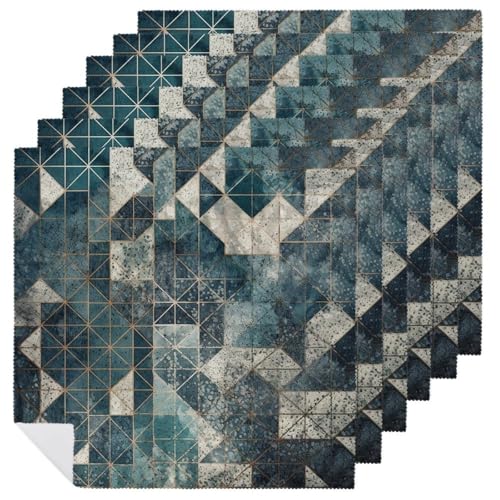 Stoffservietten, saugfähig, 6 Stück, waschbare Servietten, blaue und graue Geometrie, dekorative Stoffservietten, Tischzubehör für Partys, Hochzeiten, Cocktails Stoffservietten, saugfähig, 6 Stück, waschbare Servietten, blaue und graue Geometrie, dekorative Stoffservietten, Tischzubehör für Partys, Hochzeiten, Cocktails von FHECVBN