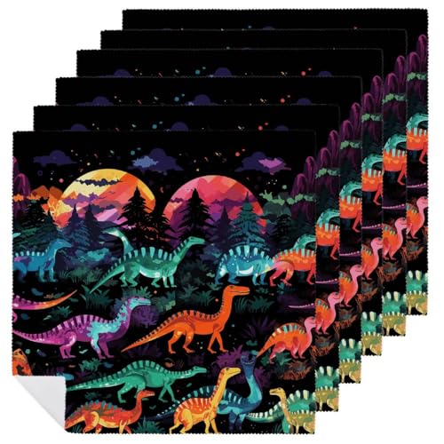 Stoffservietten, saugfähig, 6 Stück, waschbare Servietten, bunte Dinosaurier, dekorative Stoffservietten, Tischzubehör für Partys, Hochzeiten, Cocktails Stoffservietten, saugfähig, 6 Stück, waschbare Servietten, bunte Dinosaurier, dekorative Stoffservietten, Tischzubehör für Partys, Hochzeiten, Cocktails von FHECVBN