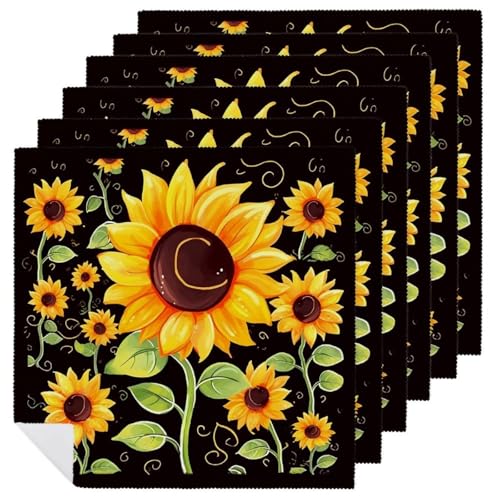 Stoffservietten, saugfähig, 6 Stück, waschbare Servietten, niedliche Sonnenblume, dekorative Stoffservietten, Tischzubehör für Partys, Hochzeiten, Cocktails Stoffservietten, saugfähig, 6 Stück, waschbare Servietten, niedliche Sonnenblume, dekorative Stoffservietten, Tischzubehör für Partys, Hochzeiten, Cocktails von FHECVBN