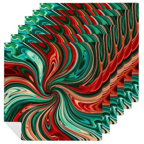 Stoffservietten, saugfähig, 6 Stück, waschbare Servietten, psychedelisches Wirbelmuster, dekorative Stoffserviette, Tischzubehör für Partys, Hochzeiten, Cocktails, 6 Stück Stoffservietten, saugfähig, 6 Stück, waschbare Servietten, psychedelisches Wirbelmuster, dekorative Stoffserviette, Tischzubehör für Partys, Hochzeiten, Cocktails, 6 Stück von FHECVBN
