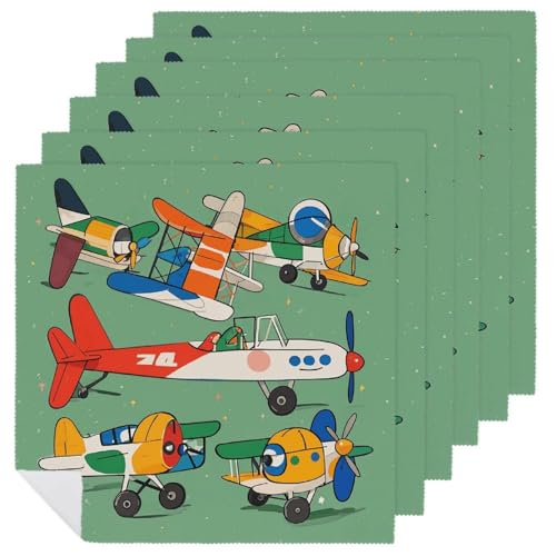 Stoffservietten, saugfähig, 6 Stück, waschbare Servietten, viele Cartoon-Flugzeuge, dekorative Stoffservietten, Tischzubehör für Partys, Hochzeiten, Cocktails Stoffservietten, saugfähig, 6 Stück, waschbare Servietten, viele Cartoon-Flugzeuge, dekorative Stoffservietten, Tischzubehör für Partys, Hochzeiten, Cocktails von FHECVBN