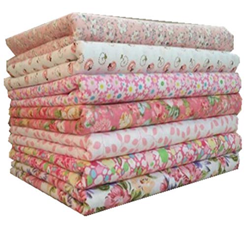 7 Stück Stoffe zum Nähen,DIY Stoffreste Baumwolle,Baumwollstoff Patchwork Stoffpaket für Kleidung, Bettwäsche, Vorhänge, Puppen, Handtaschen (Rosa, 50 * 50cm) von FHEDE