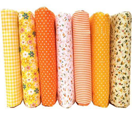 Stoffe zum Nähen,DIY Stoffreste Baumwolle,Baumwollstoff Patchwork Stoffpaket für Kleidung, Bettwäsche, Vorhänge, Puppen, Handtaschen (Orange Gelb, 50 * 50cm) von FHEDE