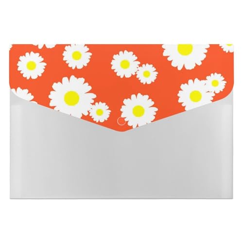 Premium PP-Dokumentenmappe, wasserdichter Aktenordner mit 6 Taschen und Schnappverschluss, leichte Aufbewahrung für Büro/Schule/Zuhause, Blumen-Gelb-Rot, vollständiger Druck, T-Shirt-Handyhülle von FHEDMN