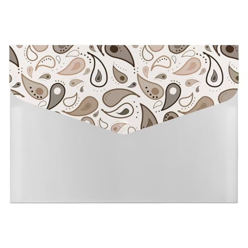 Premium PP-Dokumentenmappe, wasserdichter Aktenordner mit 6 Taschen und Schnappverschluss, leichte Aufbewahrung für Büro/Schule/Zuhause, Khaki Paisley von FHEDMN