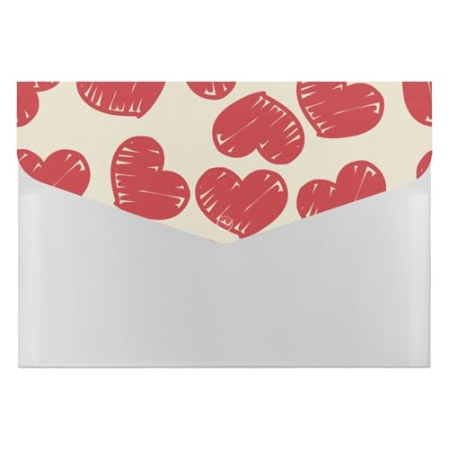Premium PP-Dokumentenmappe, wasserdichter Aktenordner mit 6 Taschen und Schnappverschluss, leichte Aufbewahrung für Büro/Schule/Zuhause, Love-Doodle-Repeat-Rot Premium PP-Dokumentenmappe, wasserdichter Aktenordner mit 6 Taschen und Schnappverschluss, leichte Aufbewahrung für Büro/Schule/Zuhause, Love-Doodle-Repeat-Rot von FHEDMN