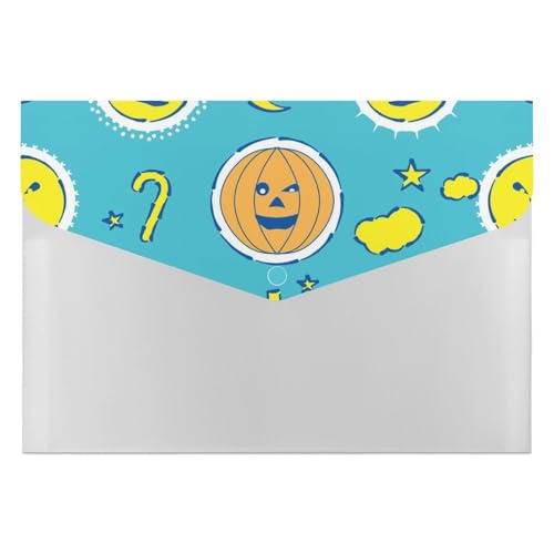 Premium PP-Dokumentenmappe, wasserdichter Aktenordner mit 6 Taschen und Schnappverschluss, leichte Aufbewahrung für Büro/Schule/Zuhause, Oktober-31-Halloween von FHEDMN