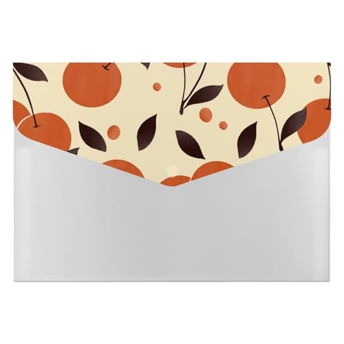 Premium PP-Dokumentenmappe, wasserdichter Aktenordner mit 6 Taschen und Schnappverschluss, leichte Aufbewahrung für Büro/Schule/Zuhause, Orange, Früchte von FHEDMN