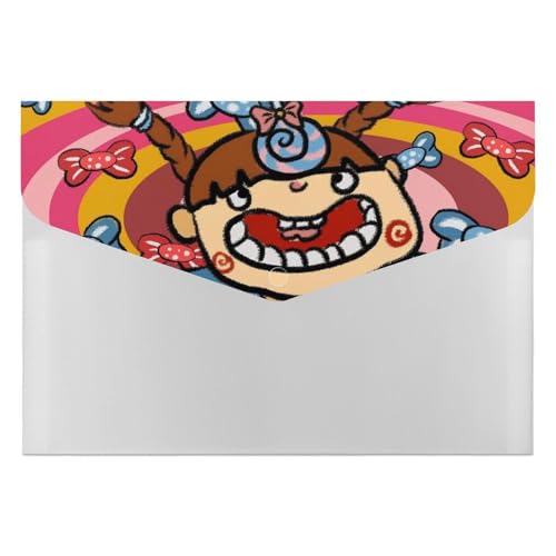 Premium PP Dokumentenmappe | Wasserdichter Aktenordner mit 6 Taschen & Schnappverschluss | Leichte Aufbewahrung für Büro/Schule/Zuhause | Girl Who Loves Sugar von FHEDMN