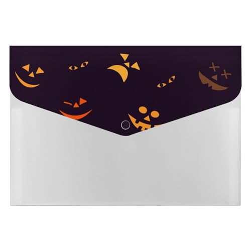 Premium PP Dokumentenmappe | Wasserdichter Aktenordner mit 6 Taschen & Schnappverschluss | Leichte Aufbewahrung für Büro/Schule/Zuhause | Halloween von FHEDMN