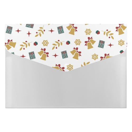 Premium PP Dokumentenmappe | Wasserdichter Aktenordner mit 6 Taschen & Schnappverschluss | Leichte Aufbewahrung für Büro/Schule/Zuhause | Weihnachtsmuster von FHEDMN