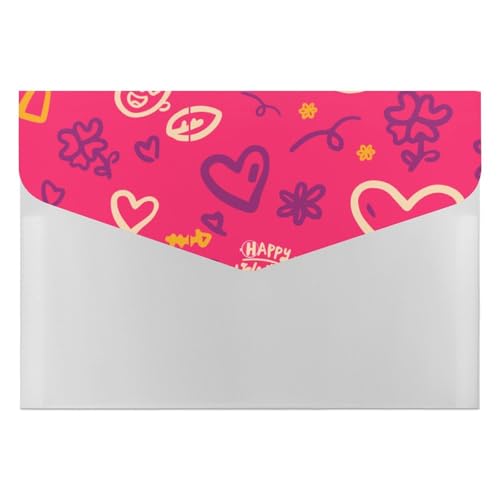 Premium PP Dokumentenmappe | Wasserdichter Datei-Organizer mit 6 Taschen & Schnappverschluss | Leichte Aufbewahrung für Büro/Schule/Zuhause | Rosa, Graffiti von FHEDMN