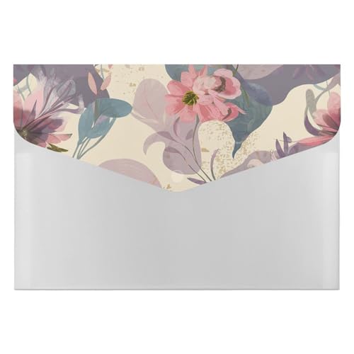 Premium PP Dokumentenmappe | Wasserdichter Datei-Organizer mit 6 Taschen & Schnappverschluss | Leichte Aufbewahrung für Büro/Schule/Zuhause | Schmetterlinge, Blumen, Samen von FHEDMN