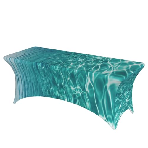 FHEDVBN Stretch-Spandex-Tischdecke, 1,8 m, Blau, Aqua-Pool-Wasser-Tischdecke für rechteckige Passform, dekorative Tischdecke, für drinnen und draußen, waschbar, Tischdecke für Veranstaltungen FHEDVBN Stretch-Spandex-Tischdecke, 1,8 m, Blau, Aqua-Pool-Wasser-Tischdecke für rechteckige Passform, dekorative Tischdecke, für drinnen und draußen, waschbar, Tischdecke für Veranstaltungen von FHEDVBN