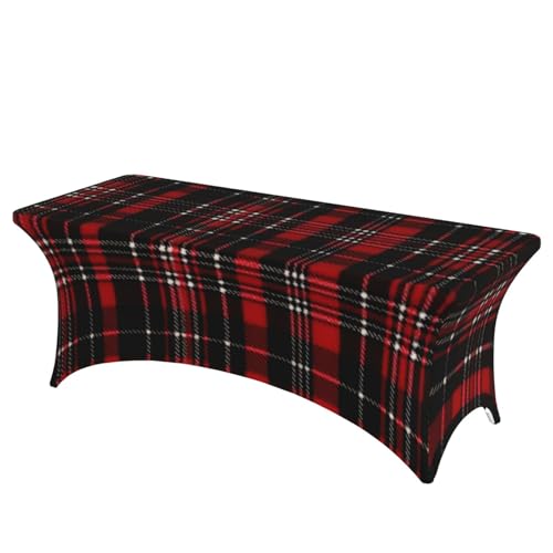 FHEDVBN Stretch-Spandex-Tischdecke, 1,8 m, Rot und Schwarz, kariert, Tischdecke für rechteckige Passform, dekorative Tischdecke, für drinnen und draußen, waschbar, Tischdecke für Veranstaltungen FHEDVBN Stretch-Spandex-Tischdecke, 1,8 m, Rot und Schwarz, kariert, Tischdecke für rechteckige Passform, dekorative Tischdecke, für drinnen und draußen, waschbar, Tischdecke für Veranstaltungen von FHEDVBN