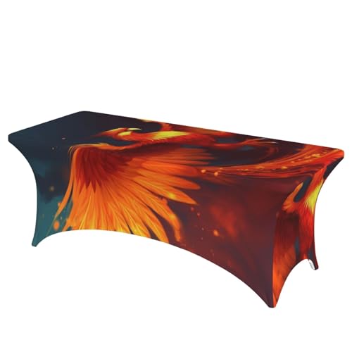 FHEDVBN Stretch-Spandex-Tischdecke, 1,8 m, orange-rot, Phoenix-Tischdecke für rechteckige Passform, dekorative Tischdecke, für drinnen und draußen, waschbar, Tischdecke für Veranstaltungen, Hochzeiten FHEDVBN Stretch-Spandex-Tischdecke, 1,8 m, orange-rot, Phoenix-Tischdecke für rechteckige Passform, dekorative Tischdecke, für drinnen und draußen, waschbar, Tischdecke für Veranstaltungen, Hochzeiten von FHEDVBN
