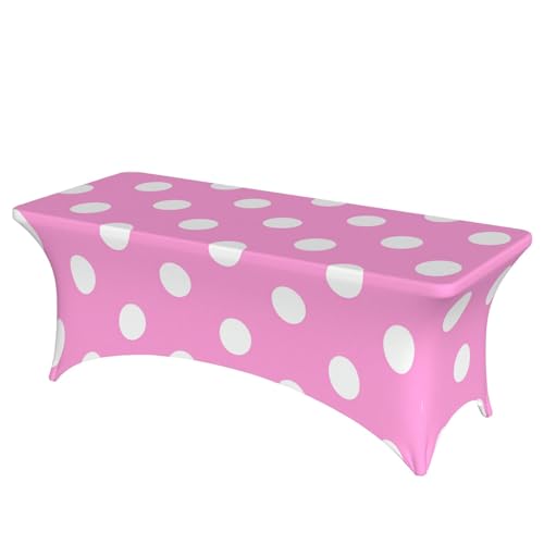 FHEDVBN Stretch-Spandex-Tischdecke, 1,8 m, rosa gepunktet, Tischdecke für rechteckige Passform, dekorative Tischdecke, für drinnen und draußen, waschbar, Tischschutz für Veranstaltungen, Hochzeiten FHEDVBN Stretch-Spandex-Tischdecke, 1,8 m, rosa gepunktet, Tischdecke für rechteckige Passform, dekorative Tischdecke, für drinnen und draußen, waschbar, Tischschutz für Veranstaltungen, Hochzeiten von FHEDVBN
