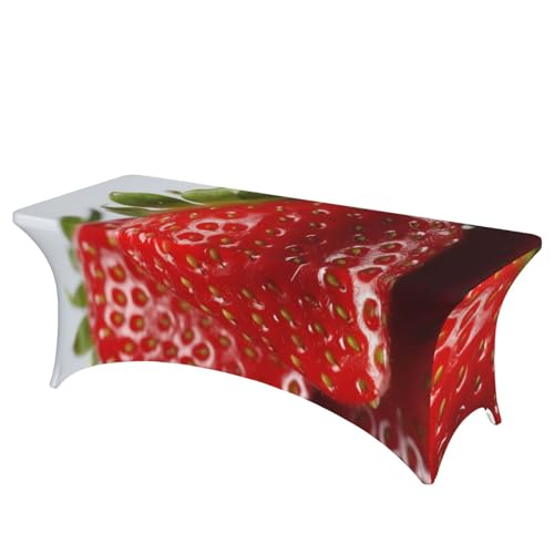 FHEDVBN Stretch-Spandex-Tischdecke, 1,8 m, rote Erdbeer-Frucht-Tischdecke für rechteckige Passform, dekorative Tischdecke, für drinnen und draußen, waschbar, Tischdecke für Veranstaltungen, Hochzeiten FHEDVBN Stretch-Spandex-Tischdecke, 1,8 m, rote Erdbeer-Frucht-Tischdecke für rechteckige Passform, dekorative Tischdecke, für drinnen und draußen, waschbar, Tischdecke für Veranstaltungen, Hochzeiten von FHEDVBN