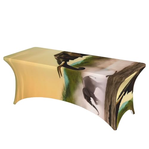 FHEDVBN Stretch-Spandex-Tischdecke, Afrika-Elefanten-Tischdecke für rechteckige Passform, dekorative Tischdecke, für drinnen und draußen, waschbar, Tischdecke für Veranstaltungen, Hochzeiten, Partys FHEDVBN Stretch-Spandex-Tischdecke, Afrika-Elefanten-Tischdecke für rechteckige Passform, dekorative Tischdecke, für drinnen und draußen, waschbar, Tischdecke für Veranstaltungen, Hochzeiten, Partys von FHEDVBN
