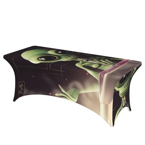FHEDVBN Stretch-Spandex-Tischdecke, Alien-Rauch-Tischdecke für rechteckige Passform, dekorative Tischdecke, für drinnen und draußen, waschbar, Tischdecke für Veranstaltungen, Hochzeiten, Partys von FHEDVBN