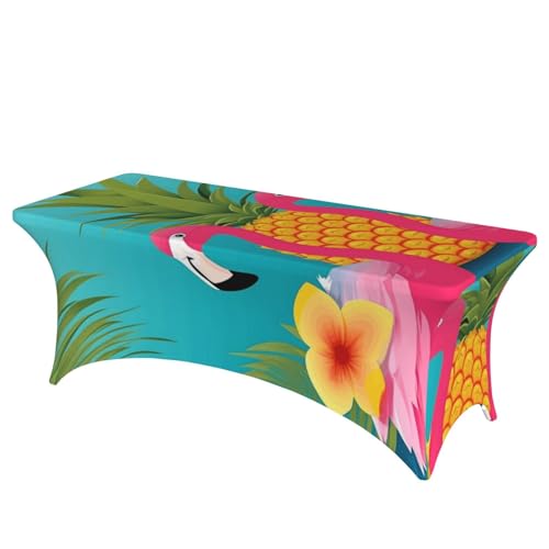 FHEDVBN Stretch-Spandex-Tischdecke, Ananas-Flamingo-Tischdecke für rechteckige Passform, dekorative Tischdecke, für drinnen und draußen, waschbar, Tischdecke für Veranstaltungen, Hochzeiten, Partys FHEDVBN Stretch-Spandex-Tischdecke, Ananas-Flamingo-Tischdecke für rechteckige Passform, dekorative Tischdecke, für drinnen und draußen, waschbar, Tischdecke für Veranstaltungen, Hochzeiten, Partys von FHEDVBN