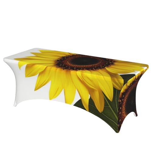 FHEDVBN Stretch-Spandex-Tischdecke, Blumen-Sonnenblumen-Tischdecke für rechteckige Passform, dekorative Tischdecke, für drinnen und draußen, waschbar, Tischdecke für Veranstaltungen, Hochzeiten FHEDVBN Stretch-Spandex-Tischdecke, Blumen-Sonnenblumen-Tischdecke für rechteckige Passform, dekorative Tischdecke, für drinnen und draußen, waschbar, Tischdecke für Veranstaltungen, Hochzeiten von FHEDVBN