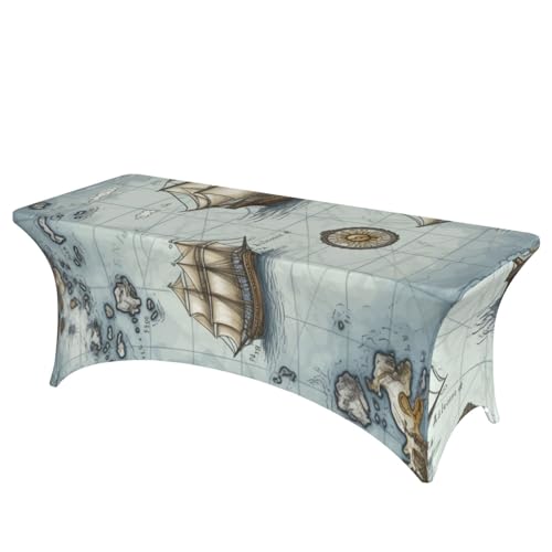 FHEDVBN Stretch-Spandex-Tischdecke, Bootskarte, Tischdecke für rechteckige Passform, dekorative Tischdecke, für drinnen und draußen, waschbar, Tischdecke für Veranstaltungen, Hochzeiten, Partys FHEDVBN Stretch-Spandex-Tischdecke, Bootskarte, Tischdecke für rechteckige Passform, dekorative Tischdecke, für drinnen und draußen, waschbar, Tischdecke für Veranstaltungen, Hochzeiten, Partys von FHEDVBN