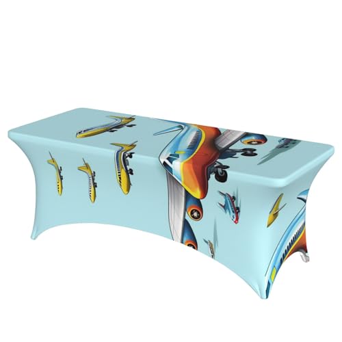 FHEDVBN Stretch-Spandex-Tischdecke, Cartoon-Flugzeug-Tischdecke für rechteckige Passform, dekorative Tischdecke, für drinnen und draußen, waschbar, Tischdecke für Veranstaltungen, Hochzeiten, Partys FHEDVBN Stretch-Spandex-Tischdecke, Cartoon-Flugzeug-Tischdecke für rechteckige Passform, dekorative Tischdecke, für drinnen und draußen, waschbar, Tischdecke für Veranstaltungen, Hochzeiten, Partys von FHEDVBN