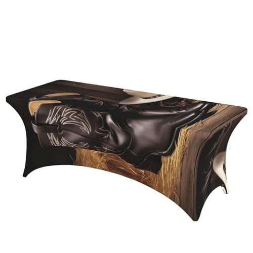 FHEDVBN Stretch-Spandex-Tischdecke, Cowboyhut, Westernstiefel, Tischdecke für rechteckige Passform, dekorative Tischdecke, für drinnen und draußen, waschbar, Tischdecke für Veranstaltungen, Hochzeiten FHEDVBN Stretch-Spandex-Tischdecke, Cowboyhut, Westernstiefel, Tischdecke für rechteckige Passform, dekorative Tischdecke, für drinnen und draußen, waschbar, Tischdecke für Veranstaltungen, Hochzeiten von FHEDVBN