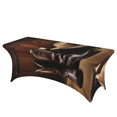 FHEDVBN Stretch-Spandex-Tischdecke, Cowboyhut, Westernstiefel, Tischdecke für rechteckige Passform, dekorative Tischdecke, für drinnen und draußen, waschbar, Tischdecke für Veranstaltungen, Hochzeiten FHEDVBN Stretch-Spandex-Tischdecke, Cowboyhut, Westernstiefel, Tischdecke für rechteckige Passform, dekorative Tischdecke, für drinnen und draußen, waschbar, Tischdecke für Veranstaltungen, Hochzeiten von FHEDVBN