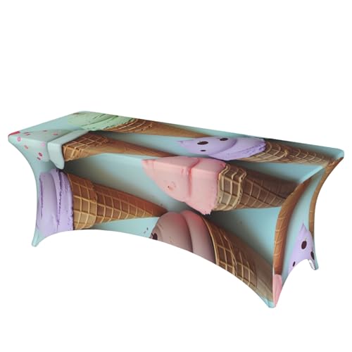 FHEDVBN Stretch-Spandex-Tischdecke, Eistütel, Tischdecke für rechteckige Passform, dekorative Tischdecke, für drinnen und draußen, waschbar, für Veranstaltungen, Hochzeiten, Partys FHEDVBN Stretch-Spandex-Tischdecke, Eistütel, Tischdecke für rechteckige Passform, dekorative Tischdecke, für drinnen und draußen, waschbar, für Veranstaltungen, Hochzeiten, Partys von FHEDVBN