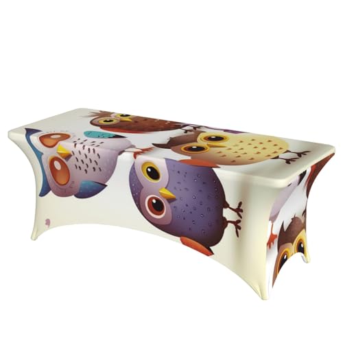 FHEDVBN Stretch-Spandex-Tischdecke, Eulen, Vögel, Tischdecke für rechteckige Passform, dekorative Tischdecke, für drinnen und draußen, waschbar, Tischdecke für Veranstaltungen, Hochzeiten, Partys FHEDVBN Stretch-Spandex-Tischdecke, Eulen, Vögel, Tischdecke für rechteckige Passform, dekorative Tischdecke, für drinnen und draußen, waschbar, Tischdecke für Veranstaltungen, Hochzeiten, Partys von FHEDVBN