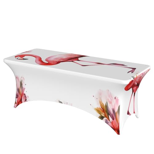FHEDVBN Stretch-Spandex-Tischdecke, Flamingo-Tischdecke für rechteckige Passform, dekorative Tischdecke, für drinnen und draußen, waschbar, Tischdecke für Veranstaltungen, Hochzeiten, Partys FHEDVBN Stretch-Spandex-Tischdecke, Flamingo-Tischdecke für rechteckige Passform, dekorative Tischdecke, für drinnen und draußen, waschbar, Tischdecke für Veranstaltungen, Hochzeiten, Partys von FHEDVBN