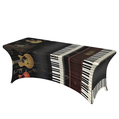 FHEDVBN Stretch-Spandex-Tischdecke, Gitarren-Piano-Muster, Tischdecke für rechteckige Passform, dekorative Tischdecke, für drinnen und draußen, waschbar, Tischdecke für Veranstaltungen, Hochzeiten FHEDVBN Stretch-Spandex-Tischdecke, Gitarren-Piano-Muster, Tischdecke für rechteckige Passform, dekorative Tischdecke, für drinnen und draußen, waschbar, Tischdecke für Veranstaltungen, Hochzeiten von FHEDVBN