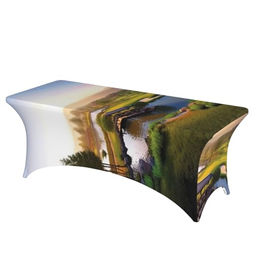 FHEDVBN Stretch-Spandex-Tischdecke, Golf-Resort-Park-Tischdecke für rechteckige Passform, dekorative Tischdecke, für drinnen und draußen, waschbar, für Veranstaltungen, Hochzeiten, Partys FHEDVBN Stretch-Spandex-Tischdecke, Golf-Resort-Park-Tischdecke für rechteckige Passform, dekorative Tischdecke, für drinnen und draußen, waschbar, für Veranstaltungen, Hochzeiten, Partys von FHEDVBN