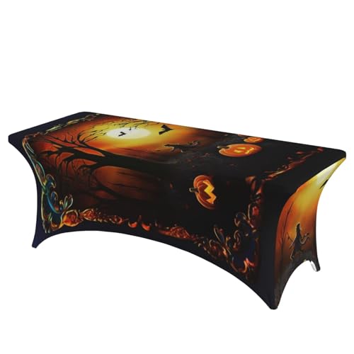 FHEDVBN Stretch-Spandex-Tischdecke, Halloween-Party-Tischdecke für rechteckige Passform, dekorative Tischdecke, für drinnen und draußen, waschbar, für Veranstaltungen, Hochzeiten, Partys FHEDVBN Stretch-Spandex-Tischdecke, Halloween-Party-Tischdecke für rechteckige Passform, dekorative Tischdecke, für drinnen und draußen, waschbar, für Veranstaltungen, Hochzeiten, Partys von FHEDVBN
