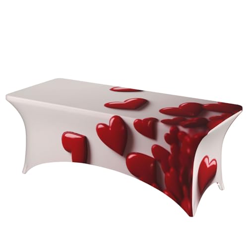 FHEDVBN Stretch-Spandex-Tischdecke, Herz-Tischdecke für rechteckige Passform, dekorative Tischdecke, für drinnen und draußen, waschbar, für Veranstaltungen, Hochzeiten, Partys FHEDVBN Stretch-Spandex-Tischdecke, Herz-Tischdecke für rechteckige Passform, dekorative Tischdecke, für drinnen und draußen, waschbar, für Veranstaltungen, Hochzeiten, Partys von FHEDVBN