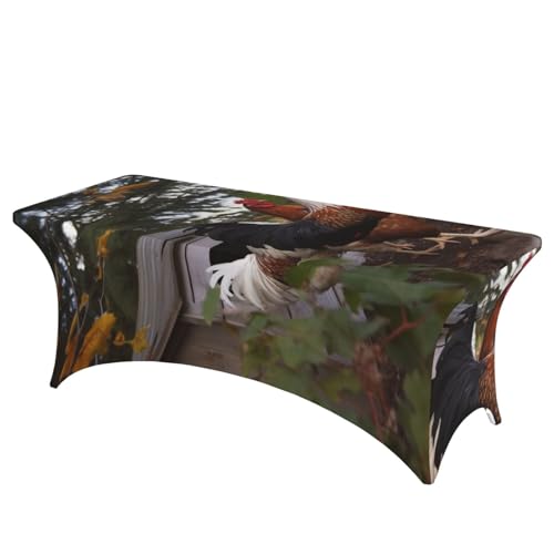 FHEDVBN Stretch-Spandex-Tischdecke, Hinterhof-Hühner-Tischdecke für rechteckige Passform, dekorative Tischdecke, für drinnen und draußen, waschbar, Tischdecke für Veranstaltungen, Hochzeiten, Partys FHEDVBN Stretch-Spandex-Tischdecke, Hinterhof-Hühner-Tischdecke für rechteckige Passform, dekorative Tischdecke, für drinnen und draußen, waschbar, Tischdecke für Veranstaltungen, Hochzeiten, Partys von FHEDVBN