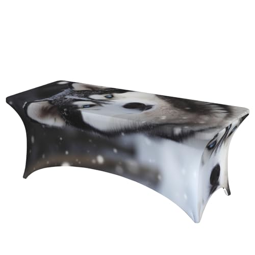 FHEDVBN Stretch-Spandex-Tischdecke, Husky im Schnee, Hunde-Tischdecke für rechteckige Passform, dekorative Tischdecke, für drinnen und draußen, waschbar, Tischdecke für Veranstaltungen, Hochzeiten FHEDVBN Stretch-Spandex-Tischdecke, Husky im Schnee, Hunde-Tischdecke für rechteckige Passform, dekorative Tischdecke, für drinnen und draußen, waschbar, Tischdecke für Veranstaltungen, Hochzeiten von FHEDVBN