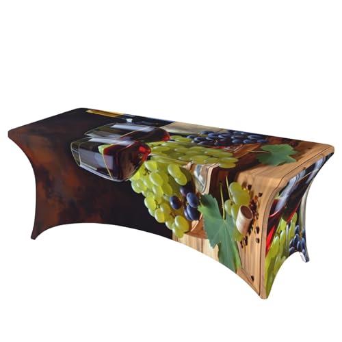 FHEDVBN Stretch-Spandex-Tischdecke, Kunst-Rotwein-Galsses und Trauben, Tischdecke für rechteckige Passform, dekorative Tischdecke, für drinnen und draußen, waschbar, Tischdecke für Veranstaltungen FHEDVBN Stretch-Spandex-Tischdecke, Kunst-Rotwein-Galsses und Trauben, Tischdecke für rechteckige Passform, dekorative Tischdecke, für drinnen und draußen, waschbar, Tischdecke für Veranstaltungen von FHEDVBN