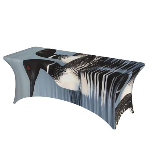 FHEDVBN Stretch-Spandex-Tischdecke, Loon Birds Tischdecke für rechteckige Passform, dekorative Tischdecke, für drinnen und draußen, waschbar, Tischdecke für Veranstaltungen, Hochzeiten, Partys FHEDVBN Stretch-Spandex-Tischdecke, Loon Birds Tischdecke für rechteckige Passform, dekorative Tischdecke, für drinnen und draußen, waschbar, Tischdecke für Veranstaltungen, Hochzeiten, Partys von FHEDVBN
