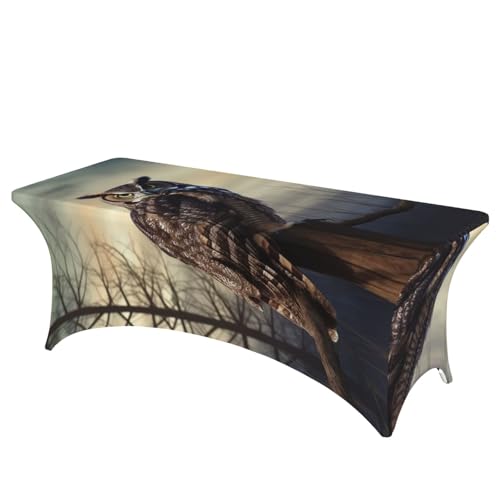 FHEDVBN Stretch-Spandex-Tischdecke, Motiv: Eule, sitzender Baumzaun, Tischdecke für rechteckige Passform, dekorative Tischdecke, für drinnen und draußen, waschbar, Tischdecke für Veranstaltungen FHEDVBN Stretch-Spandex-Tischdecke, Motiv: Eule, sitzender Baumzaun, Tischdecke für rechteckige Passform, dekorative Tischdecke, für drinnen und draußen, waschbar, Tischdecke für Veranstaltungen von FHEDVBN