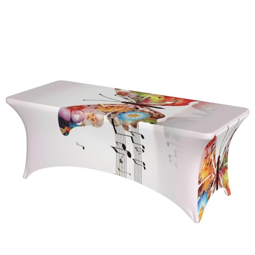FHEDVBN Stretch-Spandex-Tischdecke, Musik-Schmetterling-Tischdecke für rechteckige Passform, dekorative Tischdecke, für drinnen und draußen, waschbar, für Veranstaltungen, Hochzeiten, Partys FHEDVBN Stretch-Spandex-Tischdecke, Musik-Schmetterling-Tischdecke für rechteckige Passform, dekorative Tischdecke, für drinnen und draußen, waschbar, für Veranstaltungen, Hochzeiten, Partys von FHEDVBN