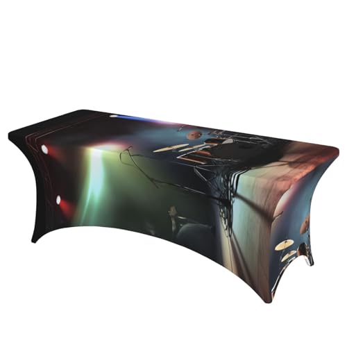 FHEDVBN Stretch-Spandex-Tischdecke, Rockband-Stage-Tischdecke für rechteckige Passform, dekorative Tischdecke, für drinnen und draußen, waschbar, Tischdecke für Veranstaltungen, Hochzeiten, Partys FHEDVBN Stretch-Spandex-Tischdecke, Rockband-Stage-Tischdecke für rechteckige Passform, dekorative Tischdecke, für drinnen und draußen, waschbar, Tischdecke für Veranstaltungen, Hochzeiten, Partys von FHEDVBN