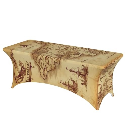 FHEDVBN Stretch-Spandex-Tischdecke, Schatzkarte, Vintage-Tischdecke für rechteckige Passform, dekorative Tischdecke, für drinnen und draußen, waschbar, Tischdecke für Veranstaltungen, Hochzeiten FHEDVBN Stretch-Spandex-Tischdecke, Schatzkarte, Vintage-Tischdecke für rechteckige Passform, dekorative Tischdecke, für drinnen und draußen, waschbar, Tischdecke für Veranstaltungen, Hochzeiten von FHEDVBN
