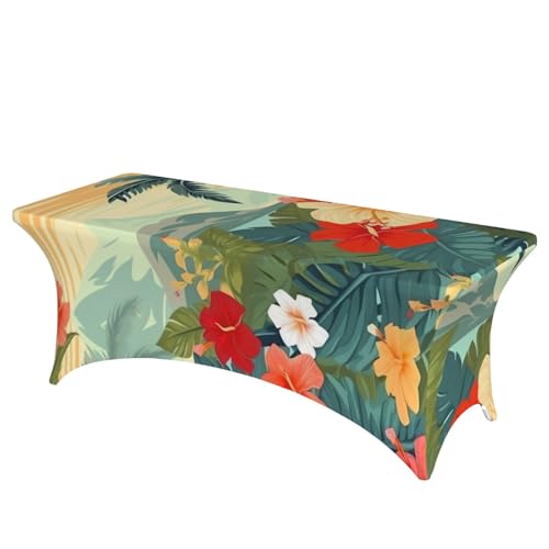 FHEDVBN Stretch-Spandex-Tischdecke, Sommer-Hawaii-Tischdecke für rechteckige Passform, dekorative Tischdecke, für drinnen und draußen, waschbar, Tischdecke für Veranstaltungen, Hochzeiten, Partys FHEDVBN Stretch-Spandex-Tischdecke, Sommer-Hawaii-Tischdecke für rechteckige Passform, dekorative Tischdecke, für drinnen und draußen, waschbar, Tischdecke für Veranstaltungen, Hochzeiten, Partys von FHEDVBN