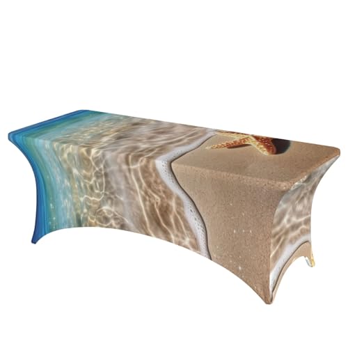FHEDVBN Stretch-Spandex-Tischdecke, Strand-Tischdecke, Seestern-Tischdecke für rechteckige Passform, dekorative Tischdecke, für drinnen und draußen, waschbar, Tischdecke für Veranstaltungen FHEDVBN Stretch-Spandex-Tischdecke, Strand-Tischdecke, Seestern-Tischdecke für rechteckige Passform, dekorative Tischdecke, für drinnen und draußen, waschbar, Tischdecke für Veranstaltungen von FHEDVBN