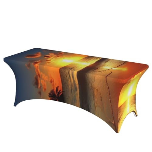FHEDVBN Stretch-Spandex-Tischdecke, Strand-Tischdecke mit Sonnenaufgang, rechteckig, dekorative Tischdecke, für drinnen und draußen, waschbar, Tischdecke für Veranstaltungen, Hochzeiten, Partys FHEDVBN Stretch-Spandex-Tischdecke, Strand-Tischdecke mit Sonnenaufgang, rechteckig, dekorative Tischdecke, für drinnen und draußen, waschbar, Tischdecke für Veranstaltungen, Hochzeiten, Partys von FHEDVBN