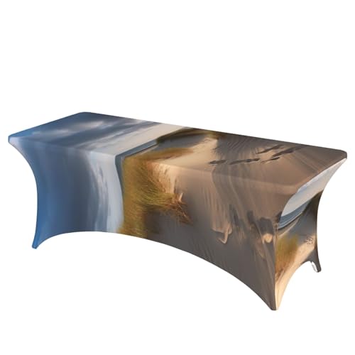 FHEDVBN Stretch-Spandex-Tischdecke, Stranddünen, Tischdecke für rechteckige Passform, dekorative Tischdecke, für drinnen und draußen, waschbar, Tischdecke für Veranstaltungen, Hochzeiten, Partys FHEDVBN Stretch-Spandex-Tischdecke, Stranddünen, Tischdecke für rechteckige Passform, dekorative Tischdecke, für drinnen und draußen, waschbar, Tischdecke für Veranstaltungen, Hochzeiten, Partys von FHEDVBN