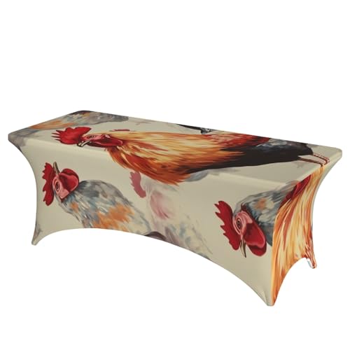 FHEDVBN Stretch-Spandex-Tischdecke, Tierkunst, Huhn-Malerei, Tischdecke für rechteckige Passform, dekorative Tischdecke, für drinnen und draußen, waschbar, Tischdecke für Veranstaltungen, Hochzeiten FHEDVBN Stretch-Spandex-Tischdecke, Tierkunst, Huhn-Malerei, Tischdecke für rechteckige Passform, dekorative Tischdecke, für drinnen und draußen, waschbar, Tischdecke für Veranstaltungen, Hochzeiten von FHEDVBN